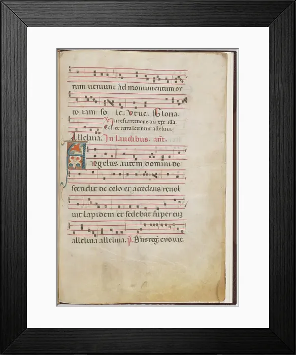 Framed Print : Leaf 3 from an antiphonal fragment, c. 1275. Creator: Unknown Framed Print : Leaf 3 from an antiphonal fragment, c. 1275. Creator: Unknown