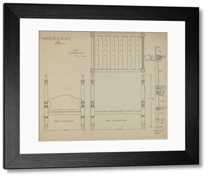 Framed Print : Doll Bed, 1935 / 1942. Creator: Unknown Framed Print : Doll Bed, 1935 / 1942. Creator: Unknown