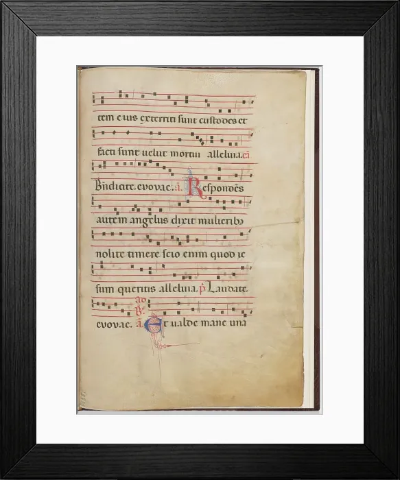 Framed Print : Leaf 4 from an antiphonal fragment, c. 1275. Creator: Unknown Framed Print : Leaf 4 from an antiphonal fragment, c. 1275. Creator: Unknown