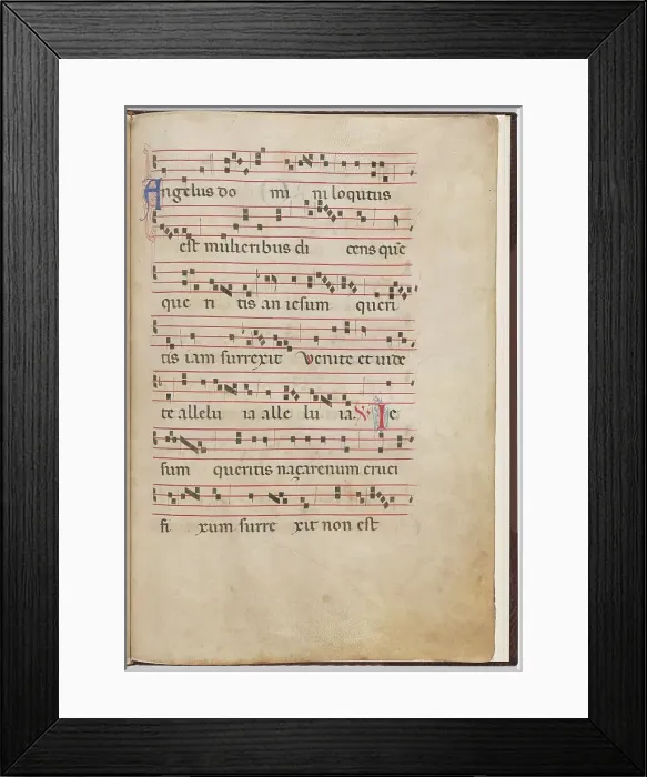 Framed Print : Leaf 2 from an antiphonal fragment, c. 1275. Creator: Unknown Framed Print : Leaf 2 from an antiphonal fragment, c. 1275. Creator: Unknown