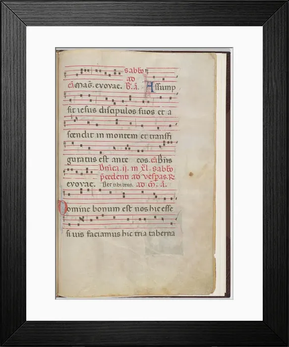 Framed Print : Leaf 7 from an antiphonal fragment, c. 1275. Creator: Unknown Framed Print : Leaf 7 from an antiphonal fragment, c. 1275. Creator: Unknown