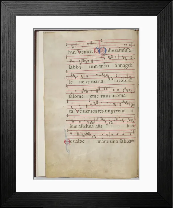 Framed Print : Leaf 2 from an antiphonal fragment (verso), c. 1275. Creator: Unknown Framed Print : Leaf 2 from an antiphonal fragment (verso), c. 1275. Creator: Unknown