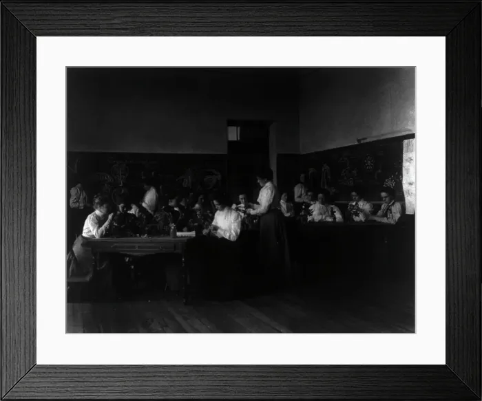 Framed Print : Classroom scene - ladies floriculture class, Normal School, Washington, D.C. (1899?). Creator: Frances Benjamin Johnston Framed Print : Classroom scene - ladies floriculture class, Normal School, Washington, D.C. (1899?). Creator: Frances Benjamin Johnston
