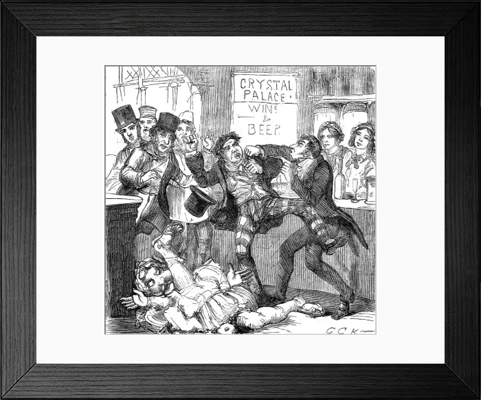 Framed Print : The Crystal Palace and its Refreshments; Gentlemen Visitors over-refreshed, 1854. Creator: George Cruikshank Framed Print : The Crystal Palace and its Refreshments; Gentlemen Visitors over-refreshed, 1854. Creator: George Cruikshank