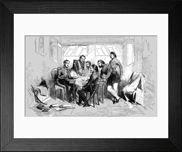 Framed Print : Council held at Varna on board the Ottoman steamer Shehper, 1854. Creator: Unknown. Council held at Varna on board the Ottoman steamer Shehper, 1854. Creator: Unknown