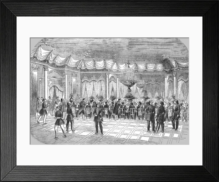 Framed Print : Banquet given by the Sultan to Prince Napoleon, in the Hall of the Palace of Beylerbey, 8th May 185 Creator: Unknown Framed Print : Banquet given by the Sultan to Prince Napoleon, in the Hall of the Palace of Beylerbey, 8th May 185 Creator: Unknown