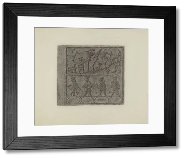 Framed Print : Pa. German Stove Plate, c. 1936. Creator: Elmer G Anderson Framed Print : Pa. German Stove Plate, c. 1936. Creator: Elmer G Anderson