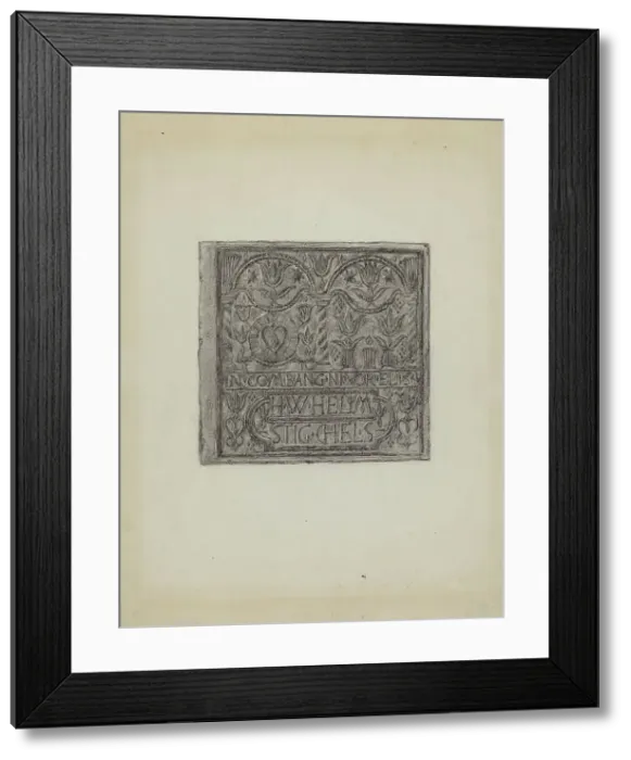 Framed Print : Pa. German Stove Plate, c. 1936. Creator: Elmer G Anderson Framed Print : Pa. German Stove Plate, c. 1936. Creator: Elmer G Anderson
