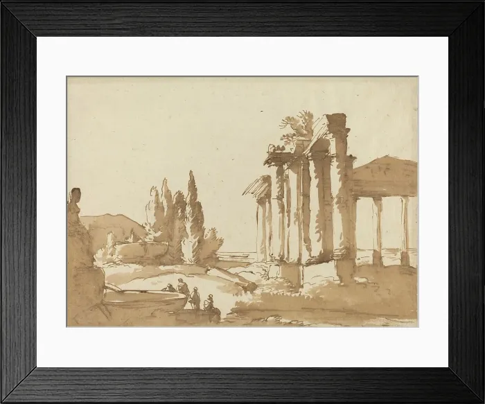 Framed Print : Landscape with Ruins, 18th century. Creator: Unknown Framed Print : Landscape with Ruins, 18th century. Creator: Unknown