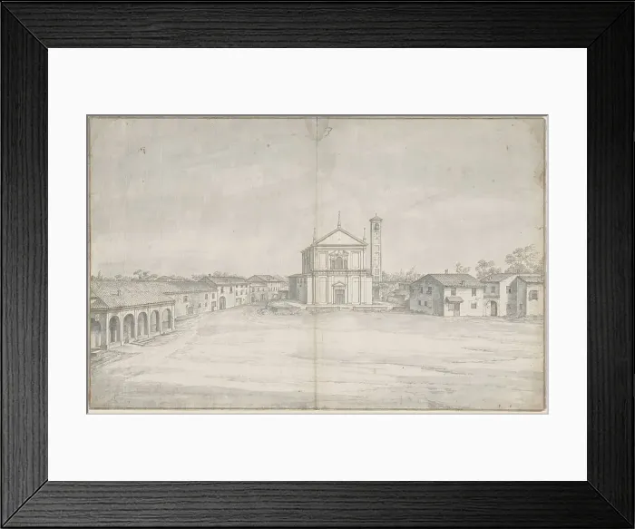 Framed Print : A Town Center with a Church. Creator: Unknown Framed Print : A Town Center with a Church. Creator: Unknown