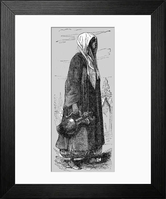 Framed Print : Black Slave going to fetch Water; The Women of Turkey, 1854. Creator: Unknown Framed Print : Black Slave going to fetch Water; The Women of Turkey, 1854. Creator: Unknown