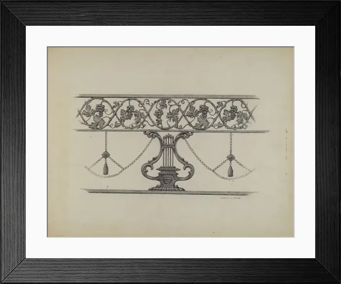 Framed Print : Cast Iron Fencing, c. 1937. Creator: Charlotte Angus Framed Print : Cast Iron Fencing, c. 1937. Creator: Charlotte Angus