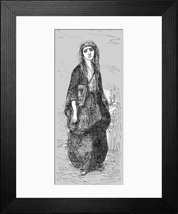 Framed Print : Young Turkish girl returning from school; The Women of Turkey, 1854. Creator: Unknown Framed Print : Young Turkish girl returning from school; The Women of Turkey, 1854. Creator: Unknown