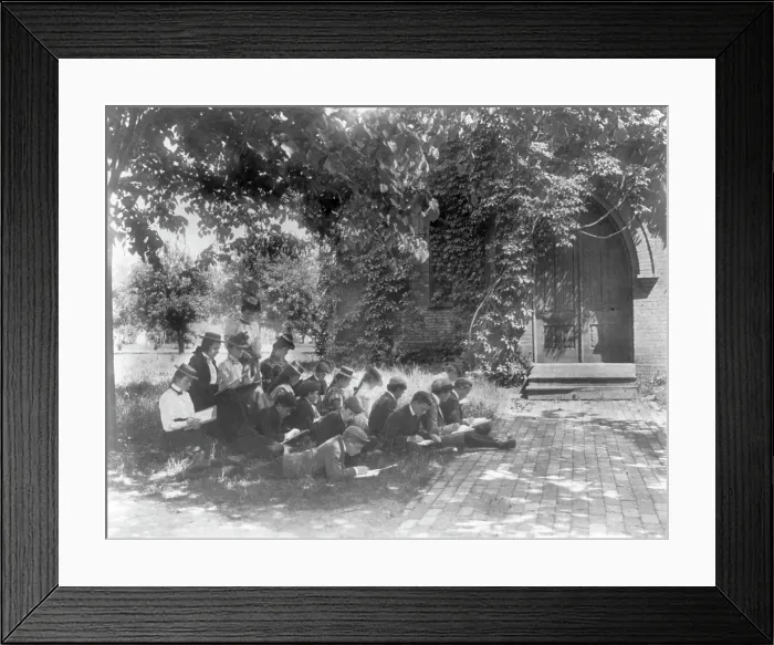 Framed Print : Washington, D.C. public schools, 1st Division - art class sketching outdoors, (1899?). Creator: Frances Benjamin Johnston Framed Print : Washington, D.C. public schools, 1st Division - art class sketching outdoors, (1899?). Creator: Frances Benjamin Johnston