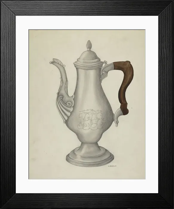 Framed Print : Silver Coffee Pot, 1935 / 1942. Creator: Madeline Arnold Framed Print : Silver Coffee Pot, 1935 / 1942. Creator: Madeline Arnold