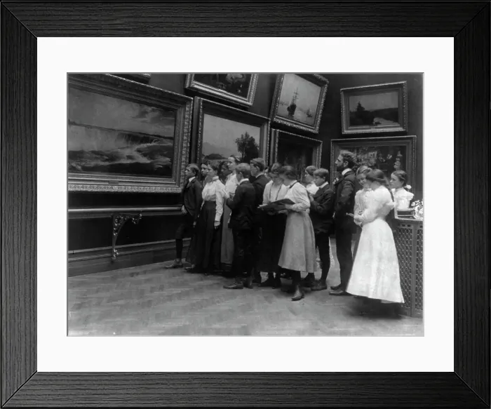 Framed Print : Washington, D.C. - High school students from 2nd Division studying paintings in art gallery, (1899?) Creator: Frances Benjamin Johnston Framed Print : Washington, D.C. - High school students from 2nd Division studying paintings in art gallery, (1899?) Creator: Frances Benjamin Johnston