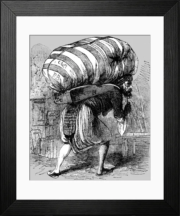 Framed Print : Porter Carrying a Load; Industrious Classes in Constantinople, 1854. Creator: Unknown Framed Print : Porter Carrying a Load; Industrious Classes in Constantinople, 1854. Creator: Unknown