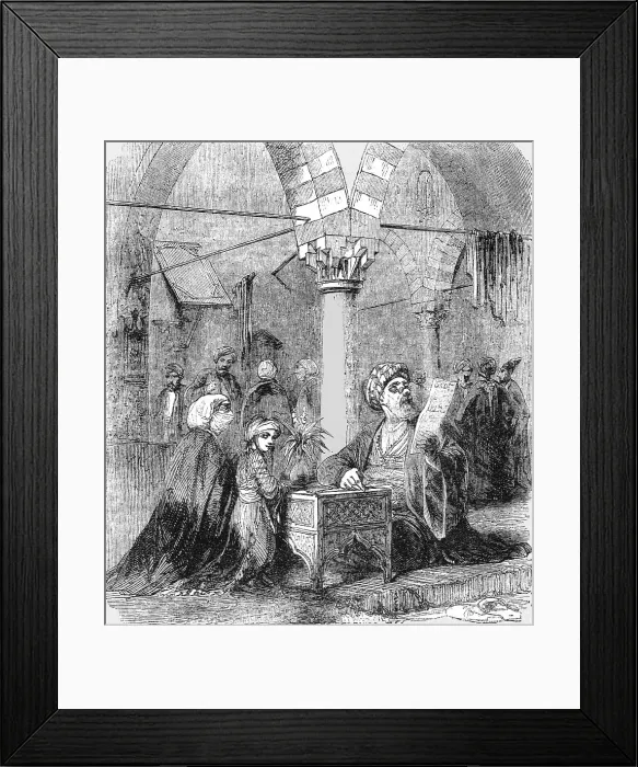 Framed Print : Public Writer at the Bazaar; Industrious Classes in Constantinople, 1854. Creator: Unknown Framed Print : Public Writer at the Bazaar; Industrious Classes in Constantinople, 1854. Creator: Unknown