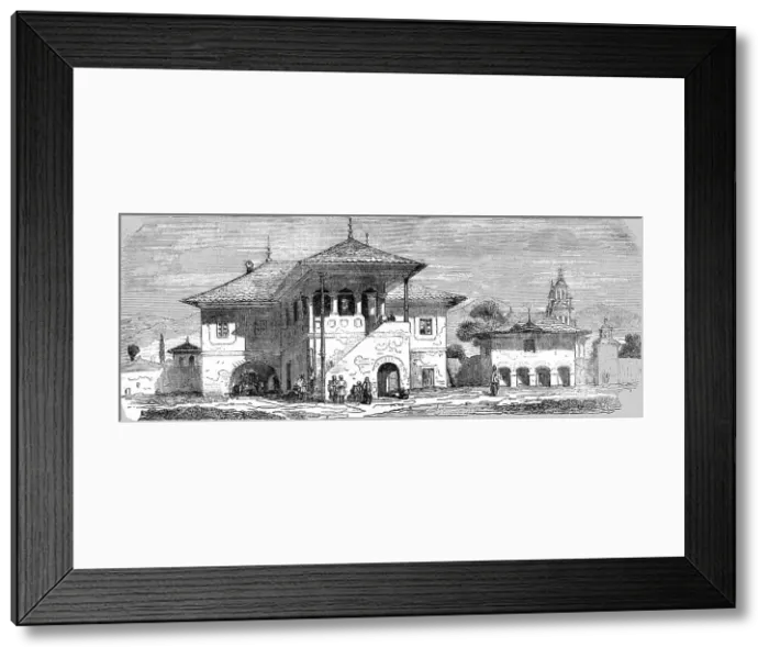 Framed Print : Hotel of a Grand Boyard in Wallachia, 1854. Creator: Unknown Framed Print : Hotel of a Grand Boyard in Wallachia, 1854. Creator: Unknown