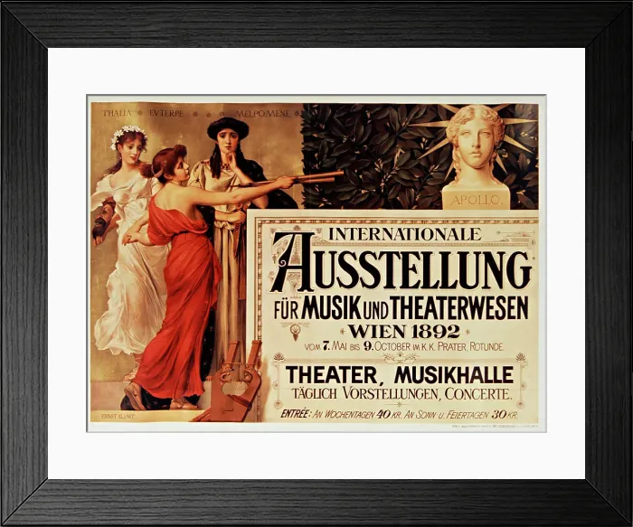 Framed Print : International exhibition for music and theater, Vienna, 1892. Creator: Klimt, Ernst (1864-1892) Framed Print : International exhibition for music and theater, Vienna, 1892. Creator: Klimt, Ernst (1864-1892)