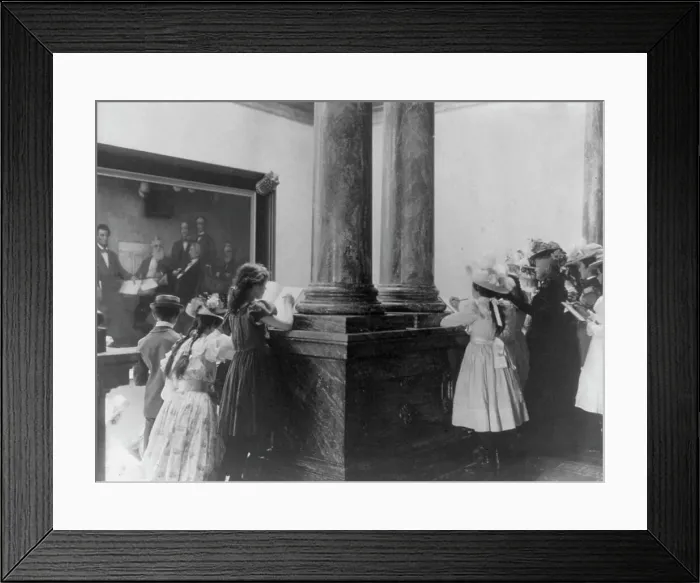 Framed Print : Washington, D.C. grade school children on tour in the U.S. Capitol, (1899?). Creator: Frances Benjamin Johnston Framed Print : Washington, D.C. grade school children on tour in the U.S. Capitol, (1899?). Creator: Frances Benjamin Johnston