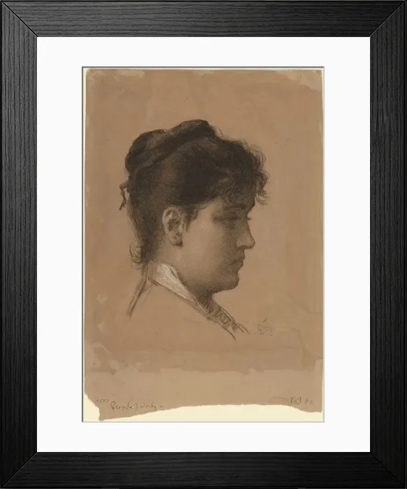 Framed Print : Head of a Young Woman, late 1870s. Creator: Eastman Johnson