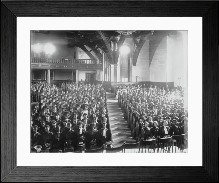 Framed Print : Interior view of chapel filled with female students at the Tuskegee Institute, c1902. Creator: Frances Benjamin Johnston Framed Print : Interior view of chapel filled with female students at the Tuskegee Institute, c1902. Creator: Frances Benjamin Johnston