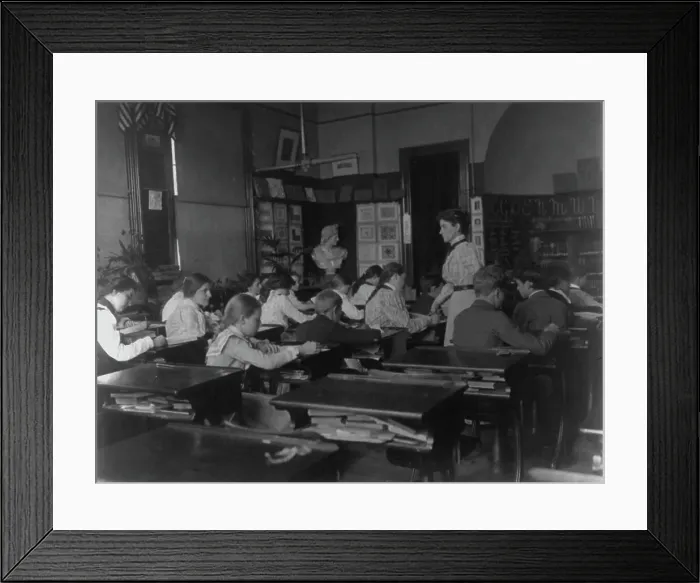 Framed Print : Classroom with students and teacher, Washington, D.C. (1899?). Creator: Frances Benjamin Johnston
