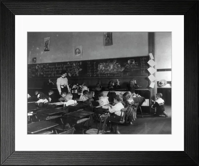 Framed Print : Children in school in Washington, D.C. - studying mathematics, (1899?). Creator: Frances Benjamin Johnston Framed Print : Children in school in Washington, D.C. - studying mathematics, (1899?). Creator: Frances Benjamin Johnston