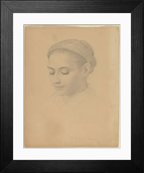 Framed Print : Head of a Young Woman, 1850. Creator: Eastman Johnson Framed Print : Head of a Young Woman, 1850. Creator: Eastman Johnson