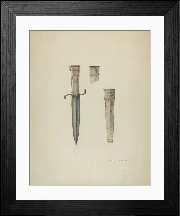 Framed Print : Silver Dagger and Sheath, c. 1940. Creator: Oscar Bluhme Framed Print : Silver Dagger and Sheath, c. 1940. Creator: Oscar Bluhme