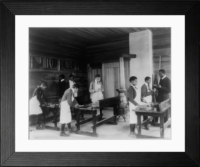 Framed Print : Students in workshop, Tuskegee Institute, Ala. 1902. Creator: Frances Benjamin Johnston Framed Print : Students in workshop, Tuskegee Institute, Ala. 1902. Creator: Frances Benjamin Johnston