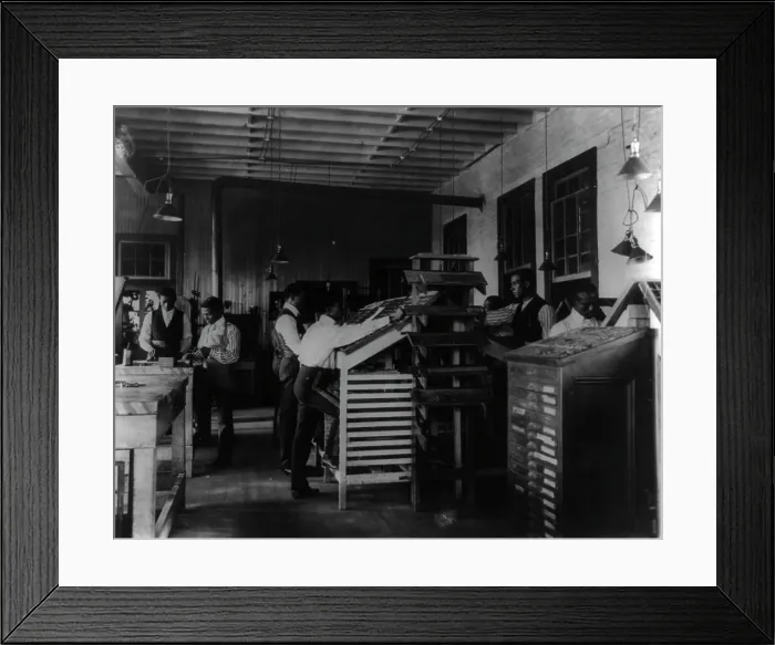 Framed Print : Students working in print shop, Tuskegee Institute, Alabama, 1902. Creator: Frances Benjamin Johnston Framed Print : Students working in print shop, Tuskegee Institute, Alabama, 1902. Creator: Frances Benjamin Johnston