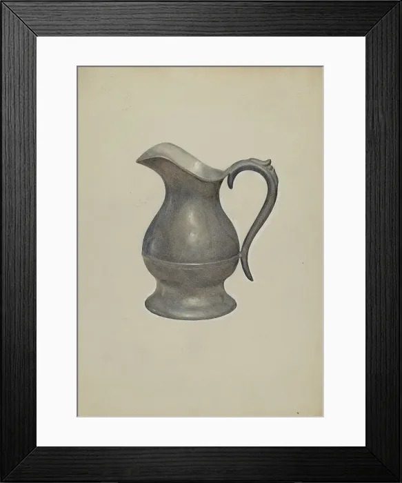 Framed Print : Pewter Pitcher, c. 1936. Creator: Francis Borelli Framed Print : Pewter Pitcher, c. 1936. Creator: Francis Borelli