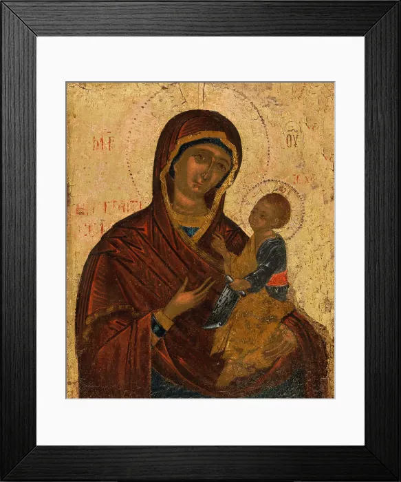 Framed Print : Portrait Icon of the Virgin and Child, c.1500. Creator: Greek School Framed Print : Portrait Icon of the Virgin and Child, c.1500. Creator: Greek School