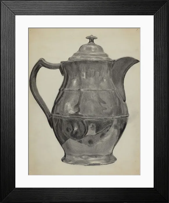 Framed Print : Pewter Pitcher, 1935 / 1942. Creator: Francis Borelli Framed Print : Pewter Pitcher, 1935 / 1942. Creator: Francis Borelli
