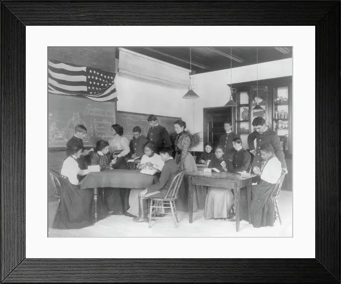 Framed Print : Hampton Institute, Va. 1899 - Classroom scenes - Bible history, 1899 or 1900. Creator: Frances Benjamin Johnston Framed Print : Hampton Institute, Va. 1899 - Classroom scenes - Bible history, 1899 or 1900. Creator: Frances Benjamin Johnston