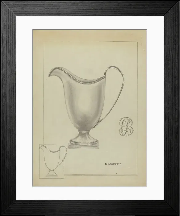 Framed Print : Silver Pitcher, c. 1937. Creator: D. Brandfield Framed Print : Silver Pitcher, c. 1937. Creator: D. Brandfield
