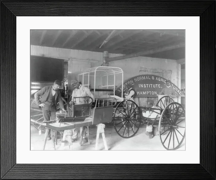 Framed Print : Hampton Institute, Va. 1899 - Classroom scenes - painting carriages, 1899 or 1900. Creator: Frances Benjamin Johnston Framed Print : Hampton Institute, Va. 1899 - Classroom scenes - painting carriages, 1899 or 1900. Creator: Frances Benjamin Johnston