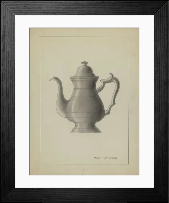 Framed Print : Pewter Coffee Pot, 1935 / 1942. Creator: Robert Brigadier Framed Print : Pewter Coffee Pot, 1935 / 1942. Creator: Robert Brigadier