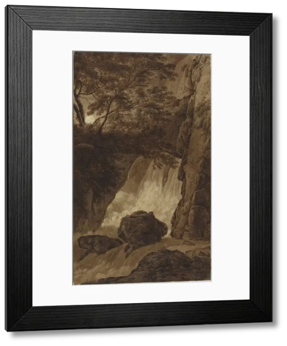 Framed Print : A Waterfall by Moonlight. Creator: Franz Kobell Framed Print : A Waterfall by Moonlight. Creator: Franz Kobell