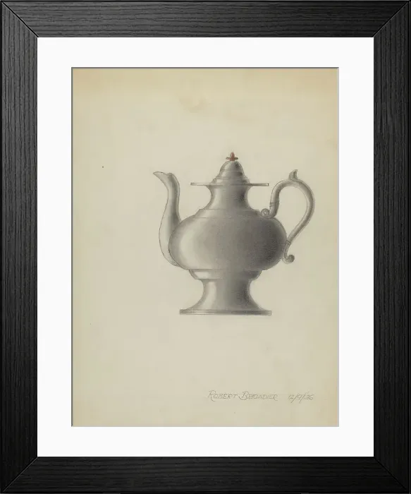 Framed Print : Pewter Teapot, 1936. Creator: Robert Brigadier Framed Print : Pewter Teapot, 1936. Creator: Robert Brigadier