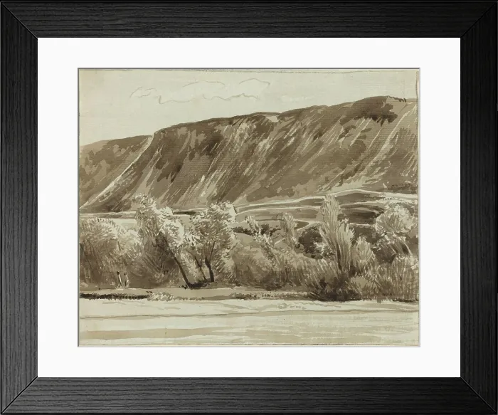 Framed Print : A River Bank with Mountains Beyond. Creator: Franz Kobell Framed Print : A River Bank with Mountains Beyond. Creator: Franz Kobell