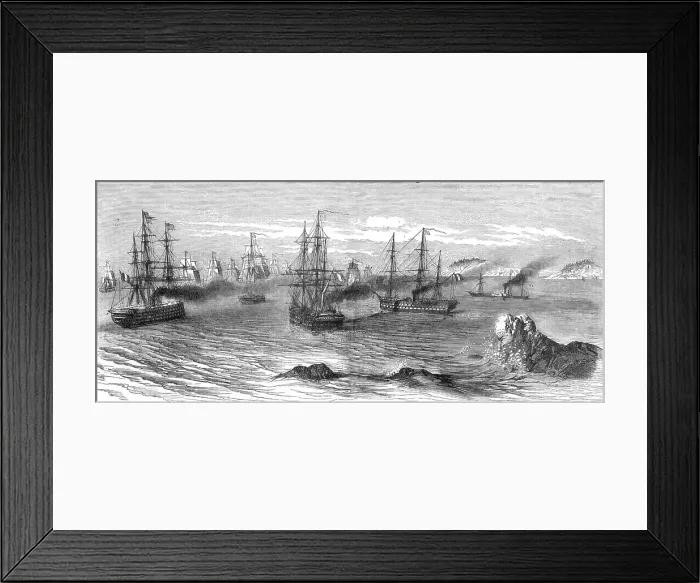 Framed Print : The French and English Fleets approaching the Aland Islands, 1854. Creator: Unknown Framed Print : The French and English Fleets approaching the Aland Islands, 1854. Creator: Unknown