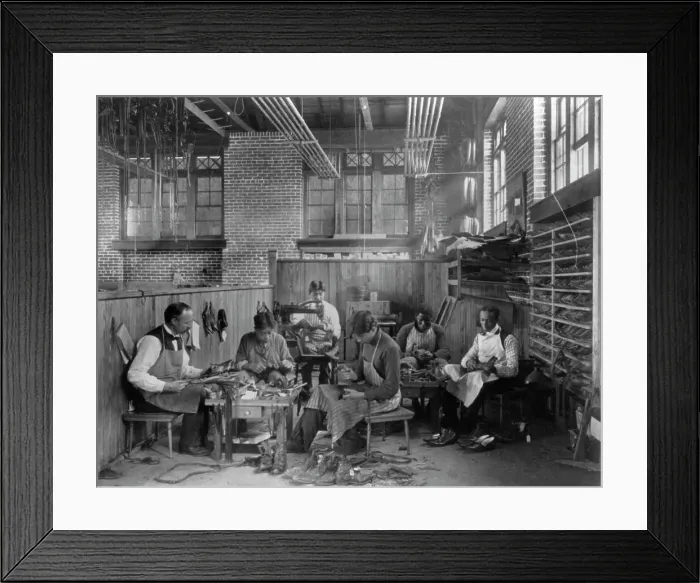 Framed Print : Trade school - Shoe-making, 1899 or 1900. Creator: Frances Benjamin Johnston Framed Print : Trade school - Shoe-making, 1899 or 1900. Creator: Frances Benjamin Johnston