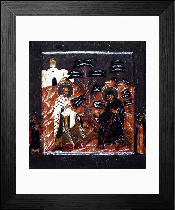 Framed Print : Apparition of the Virgin at Youritch. Creator: Russian School Framed Print : Apparition of the Virgin at Youritch. Creator: Russian School