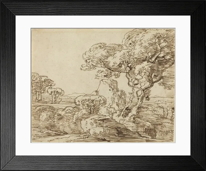 Framed Print : Landscape with Trees and Craggy Rocks. Creator: Franz Kobell Framed Print : Landscape with Trees and Craggy Rocks. Creator: Franz Kobell