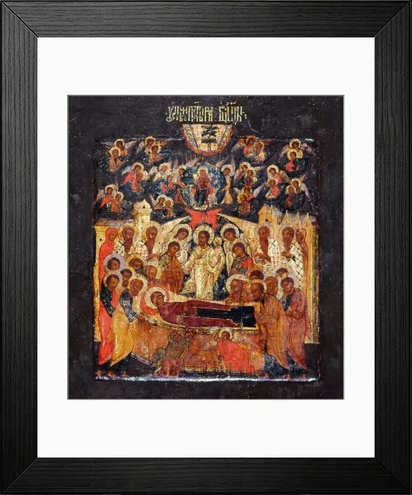 Framed Print : Dormition of the Virgin. Creator: Russian School Framed Print : Dormition of the Virgin. Creator: Russian School