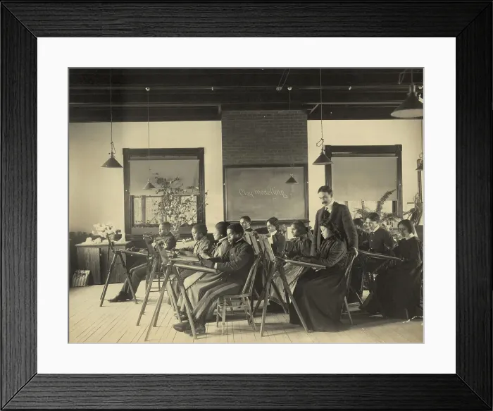 Framed Print : Formal class in liberal arts and sciences Hampton Institute, Hampton, Va. -writing... 1899 or 1900. Creator: Frances Benjamin Johnston Framed Print : Formal class in liberal arts and sciences Hampton Institute, Hampton, Va. -writing... 1899 or 1900. Creator: Frances Benjamin Johnston