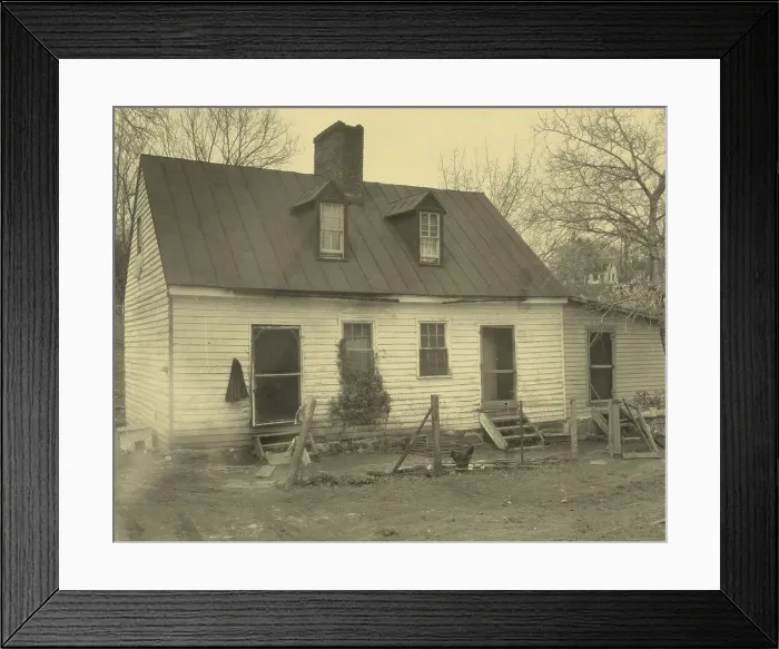 Framed Print : Old cabin on Fall Run, Scott's Hill, between 1925 and 1929. Creator: Frances Benjamin Johnston Framed Print : Old cabin on Fall Run, Scott's Hill, between 1925 and 1929. Creator: Frances Benjamin Johnston
